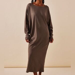 (NEW) FREE PEOPLE | FP BEACH LONG-SLEEVE MAXI T-SHIRT DRESS SIZE XL